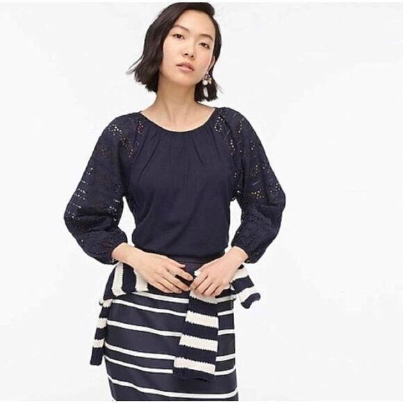 J. Crew Eyelet Lace Blouse - Picture 1 of 7